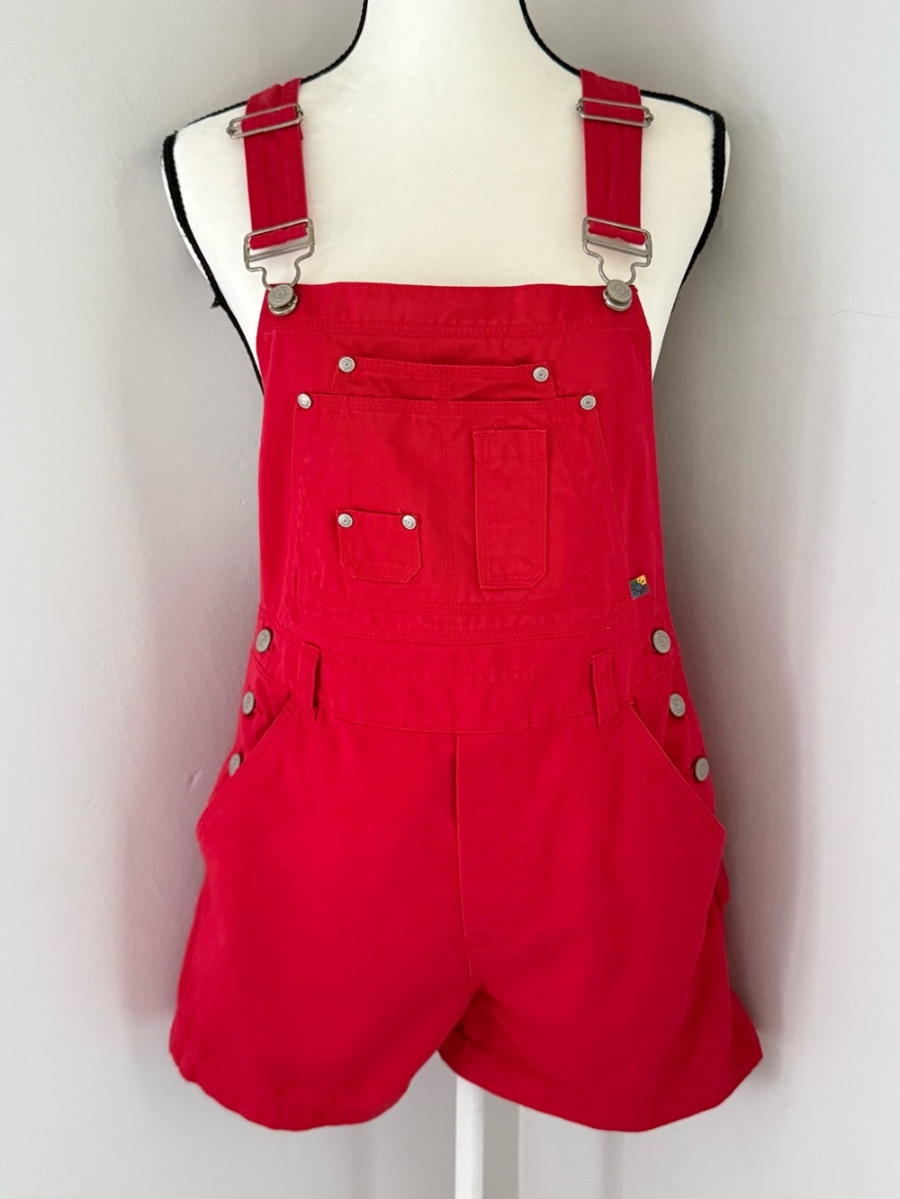 Vintage Y2K No Boundaries Red Cotton Short Alls Size Juniors M 7/9 Americana